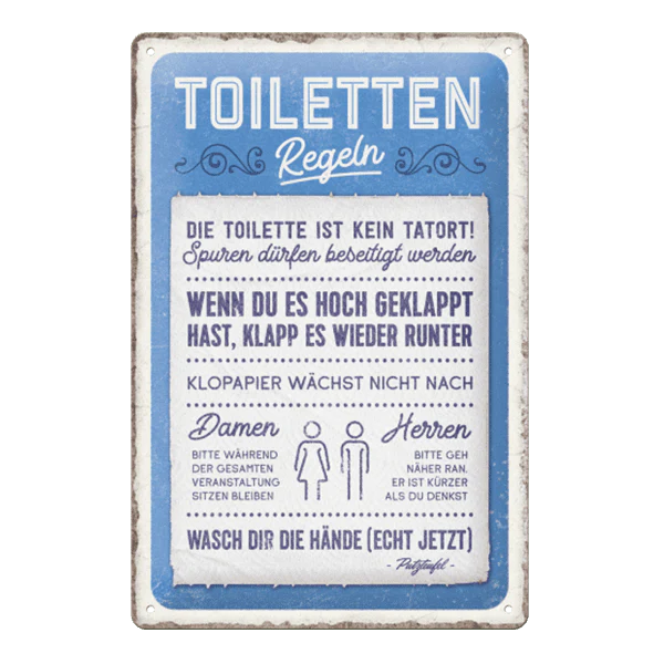 Blechschild "Toilettenregeln"
