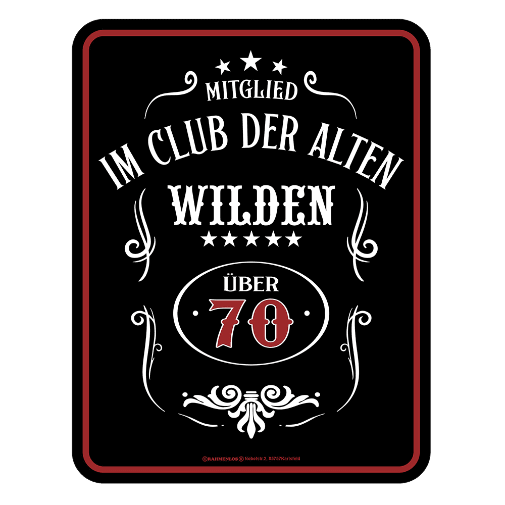 Blechschild "Über 70"