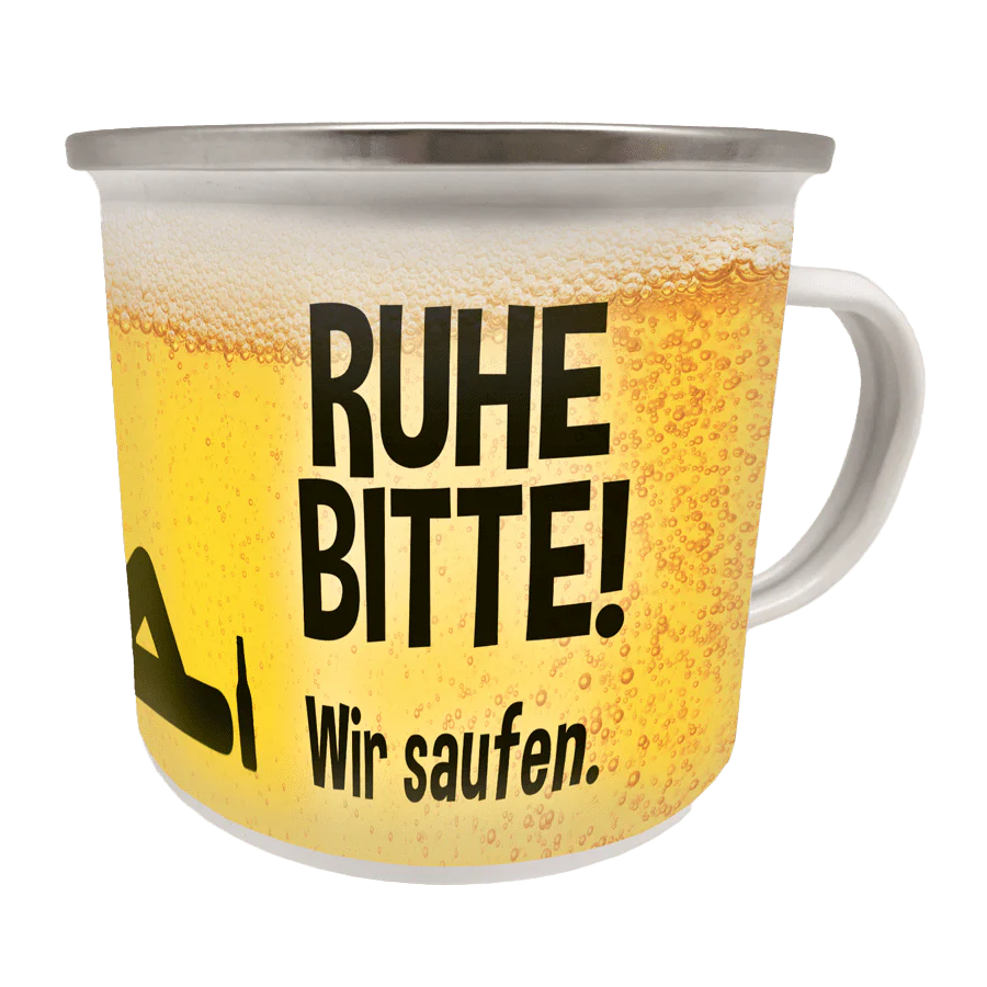 Emaille-Becher "Ruhe bitte!"